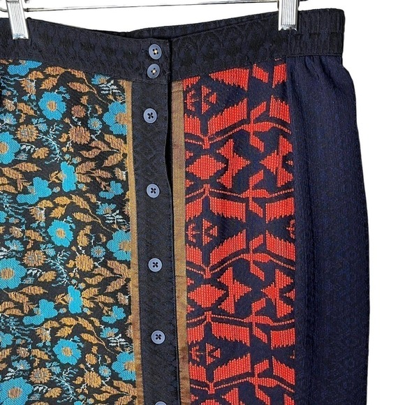 DOLAN Left Coast Anthropologie Pencil Skirt size XS Jacquard Straight Buttons - Picture 4 of 9